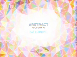 Abstract low poly holographic background in rainbow color tone with blank space for text copy