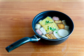 Fish cake soup with pretty colors