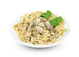 Chinese Oyster Omelette isolated on white background ,include clipping path