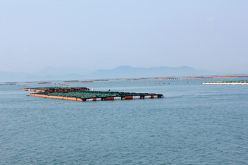 Fototapeta na wymiar Sea fish farms. South Sea of Korea