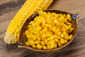 Young corn seeds in the bowl