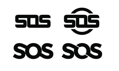 set collection sos black with circle  logo icon design vector