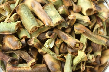 dried bean pods isolated on white background