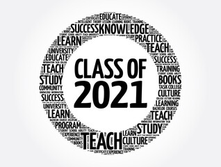 Fototapeta premium CLASS OF 2021 word cloud collage, education concept background