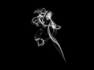 Fototapeta premium Abstract white puffs of smoke swirls overlay on black background pollution. Royalty high-quality free stock photo image of abstract smoke overlays on black background. White smoke swirl fragments