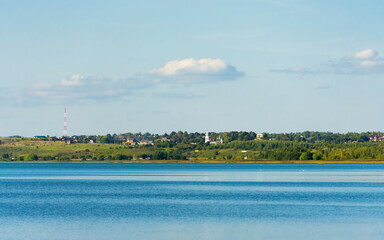 Fototapeta na wymiar Pleshcheyevo lake in the city of Pereslavl-Zalessky in Russia