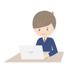 ノートパソコンで仕事をする若い男性