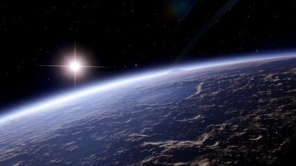beautiful space background, planet in space, exoplanet, another earth, mini-earth, fantastic planet 3d render