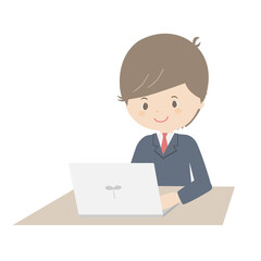 ノートパソコンで仕事をする若い男性