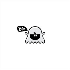 cartoon cute ghost isolated on white background. Funny boo ghost icon