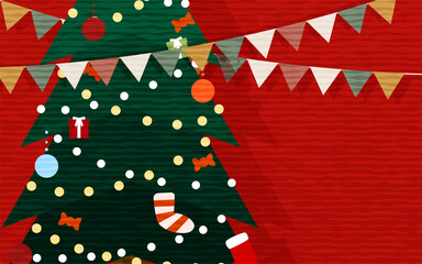 ガーランドとクリスマスツリーのポスター