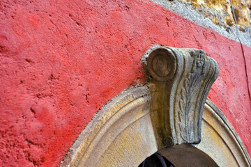 detail of a portal in naso Sicily Italy