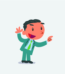 cartoon character of businessman pointing while arguing.
