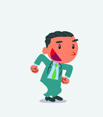 Euphoric cartoon character of businessman makes plans