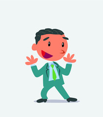 Pleasantly surprised cartoon character of businessman