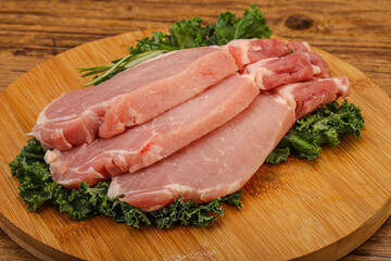 Raw pork steak for cooking
