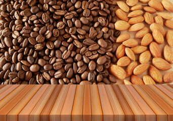 almond and coffee beans background