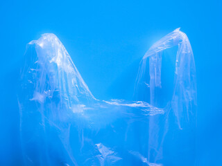 plastic bag on blue​ background​