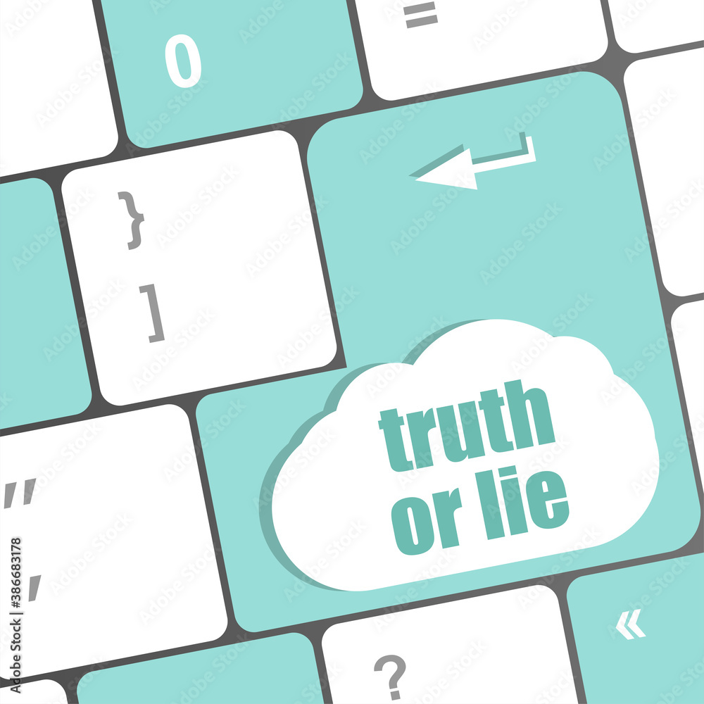 Poster truth or lie button on computer keyboard key