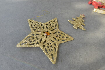 Christmas star decoration for mock up and template design. Top view