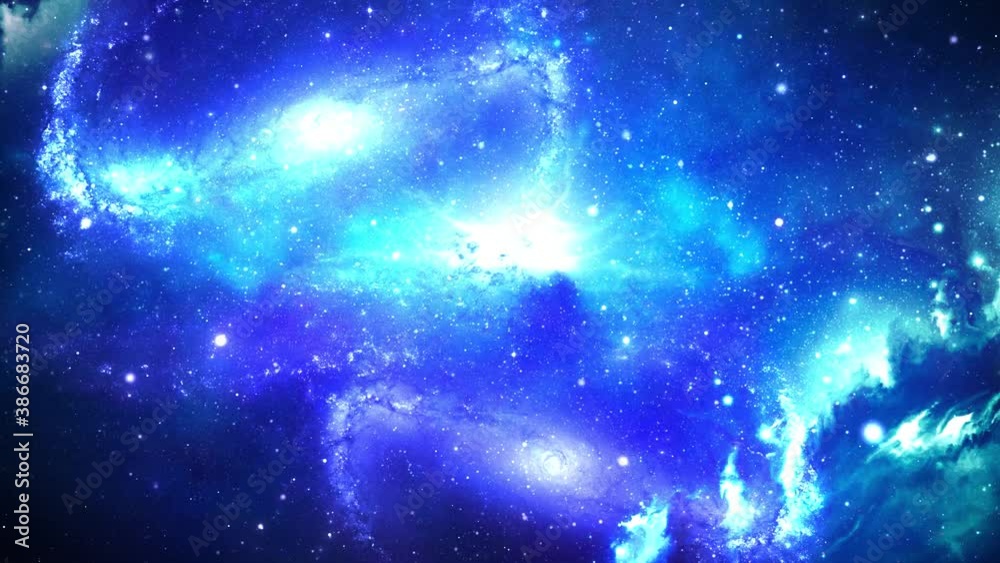 Wall mural traveling through star fields in space as a supernova bursts light stars loop background. space gala