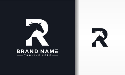 initials R horse logo - obrazy, fototapety, plakaty