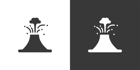 Volcano. Isolated icon on black and white background. Weather vector illustration