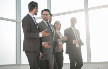 Fototapeta premium Businesspeople walking in the office background.