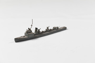 Dusty vintage WWI wooden warship miniature