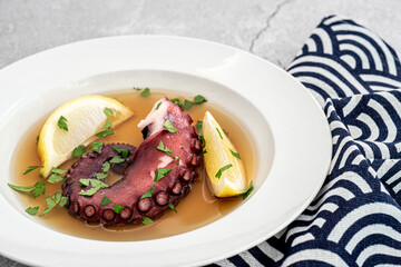 Octopus Stew with lemons and herbs