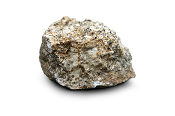 Piece of Hornblende Granite rock isolated on a white background.