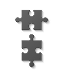 Puzzle two piece business presentation infograph. 2 Step process diagram. Section compare banner.