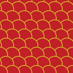 Chinese style red gold seamless pattern. Repeating texture, background. Vector illustration