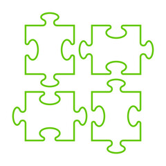 Simple Puzzle four piece business presentation. Circle outline infograph. 4 Step contour process diagram. Section line compare banner.