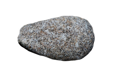 plutonic granite  rock isolated on white background. Its three main minerals are feldspar, quartz, and mica, which occur as silvery muscovite or dark biotite or both. 