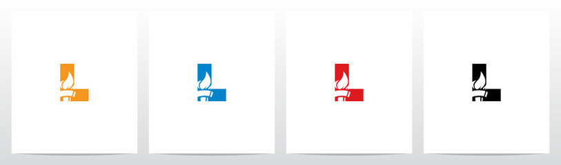 Fire Torch On Letter Logo Design L