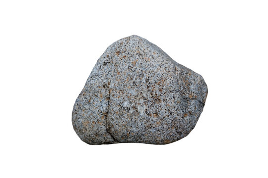 plutonic granite  rock isolated on white background. Its three main minerals are feldspar, quartz, and mica, which occur as silvery muscovite or dark biotite or both. 