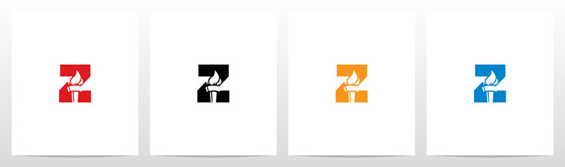 Fire Torch On Letter Logo Design Z