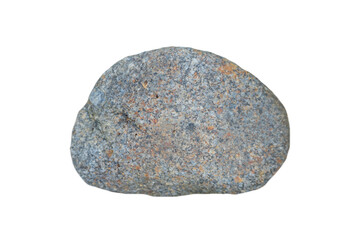 Granite rock isolated on white background. Granite is a coarse-grained rock composed of aluminosilicate minerals that crystallizes slowly and at much higher temperatures than basalt.