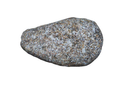 Granite rock isolated on white background. Granite is a coarse-grained rock composed of aluminosilicate minerals that crystallizes slowly and at much higher temperatures than basalt.