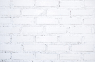 Fototapeta premium Modern white vintage brick wall texture for background retro white Washed, Old Brick Wall Surface Grunge Shabby Background weathered texture stained, Old stucco light gray, and paint white brick wall.