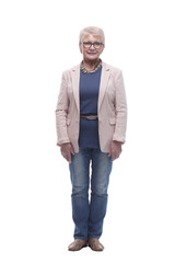 in full growth. modern elderly woman in casual clothes