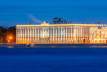 Marble Palace and Neva river at night, Saint Petersburg, Russia