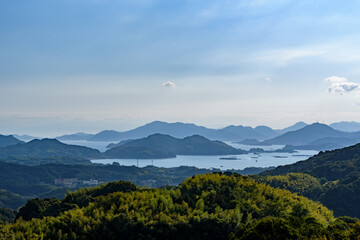 A view of the Seto Inland Sea as seen from mountain in Fukuyama city