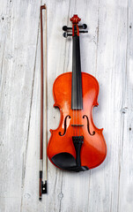 Fototapeta na wymiar Classic violin and bow