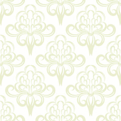 Floral seamless pattern. Damascus. Wallpaper, fabric on beige vector background