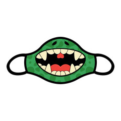 Funny Monster mouth with fangs cartoon character for face mask, best for face mask design for children