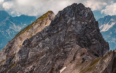 Beautiful alpine summer view at the famous Karwendel summit near Mittenwald, Bavaria, Germany