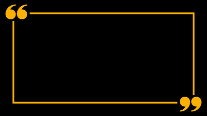 banner frame with quotation mark comma sign for background, copy space, quote square bubble icon, quote frame template orange on black