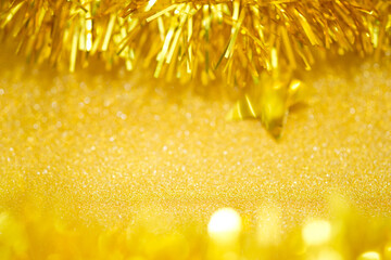 Luxury gold glitter with bokeh background, de-focused. concept for chrismas, holiday, happy new year, decoration.